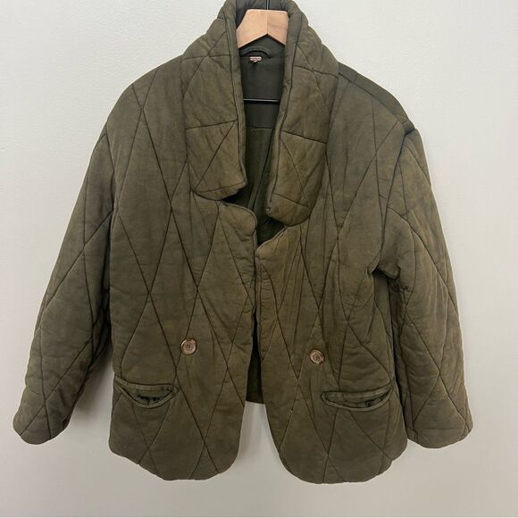 Free People Tawny Pillow Puffer Jacket Coat Washed Green Oversized Size Small - Picture 4 of 11